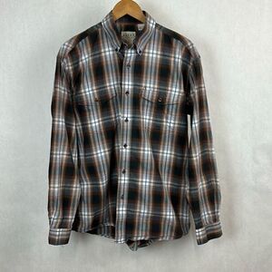 Roper Button Front Shirt Mens Sz Medium Brown Plaid Long Sleeve Western Cowboy